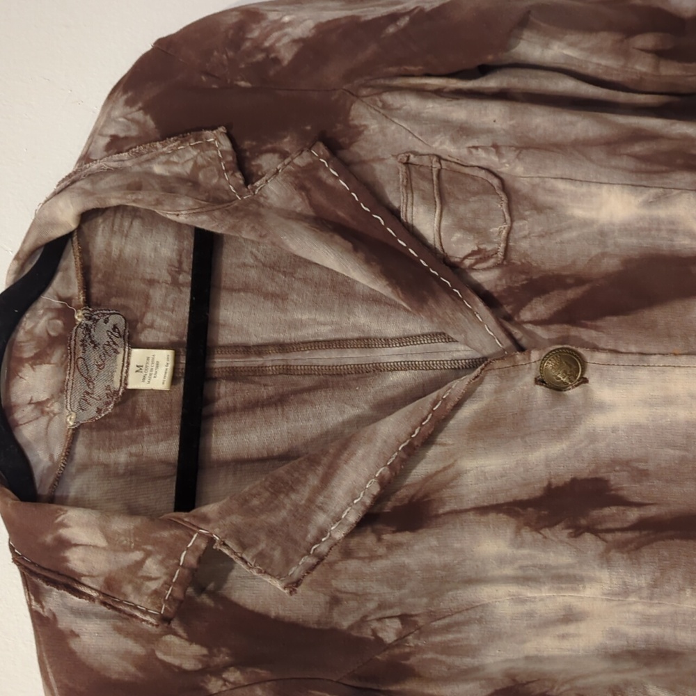 Tie-Dye Brown & Cream Blaser Size M - Picture 3 of 6
